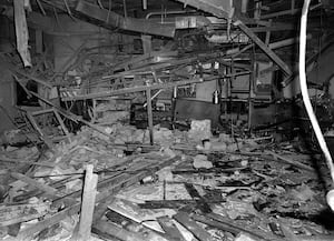 The wreckage left at the Mulberry Bush pub in Birmingham after a bomb explode