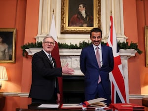 Sir Keir Starmer and the Emir of Qatar at 10 Downing Street