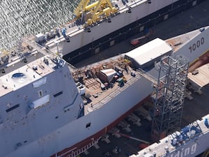 The USS Zumwalt undergoing a refit