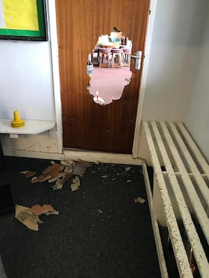 Damage inside Newport Cricket Club's clubhouse after the site was burgled. Picture: Newport Cricket Club. 