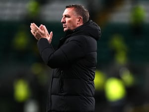 Brendan Rodgers applauds at Celtic Park