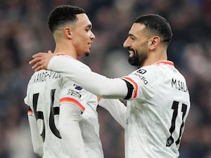 Mohamed Salah and Trent Alexander-Arnold celebrate