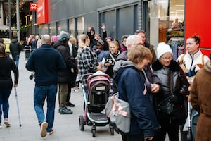 The queueing shoppers outside the megastore shortly before it opened at 10am