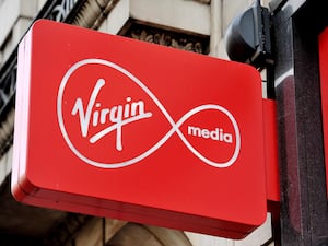 A shop sign for Virgin media