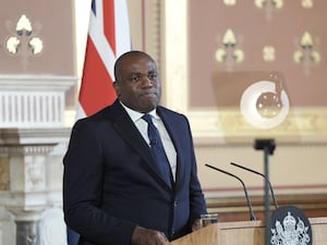 David Lammy at a lectern