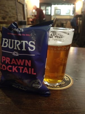 Burts Prawn Cocktail and a pint of Butty Bach were the order of the day in Ludlow. Photo: Paul Heaton