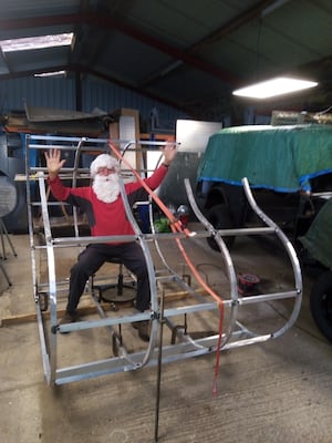 Santa called in at the workshop to inspect the progress on his new sleigh.