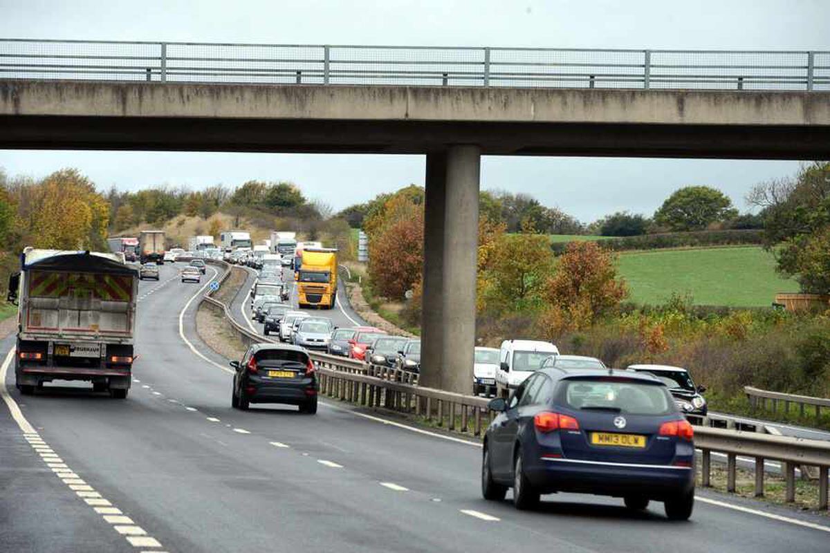 Pictures Two cars left wrecked after crash on A5 near Telford in