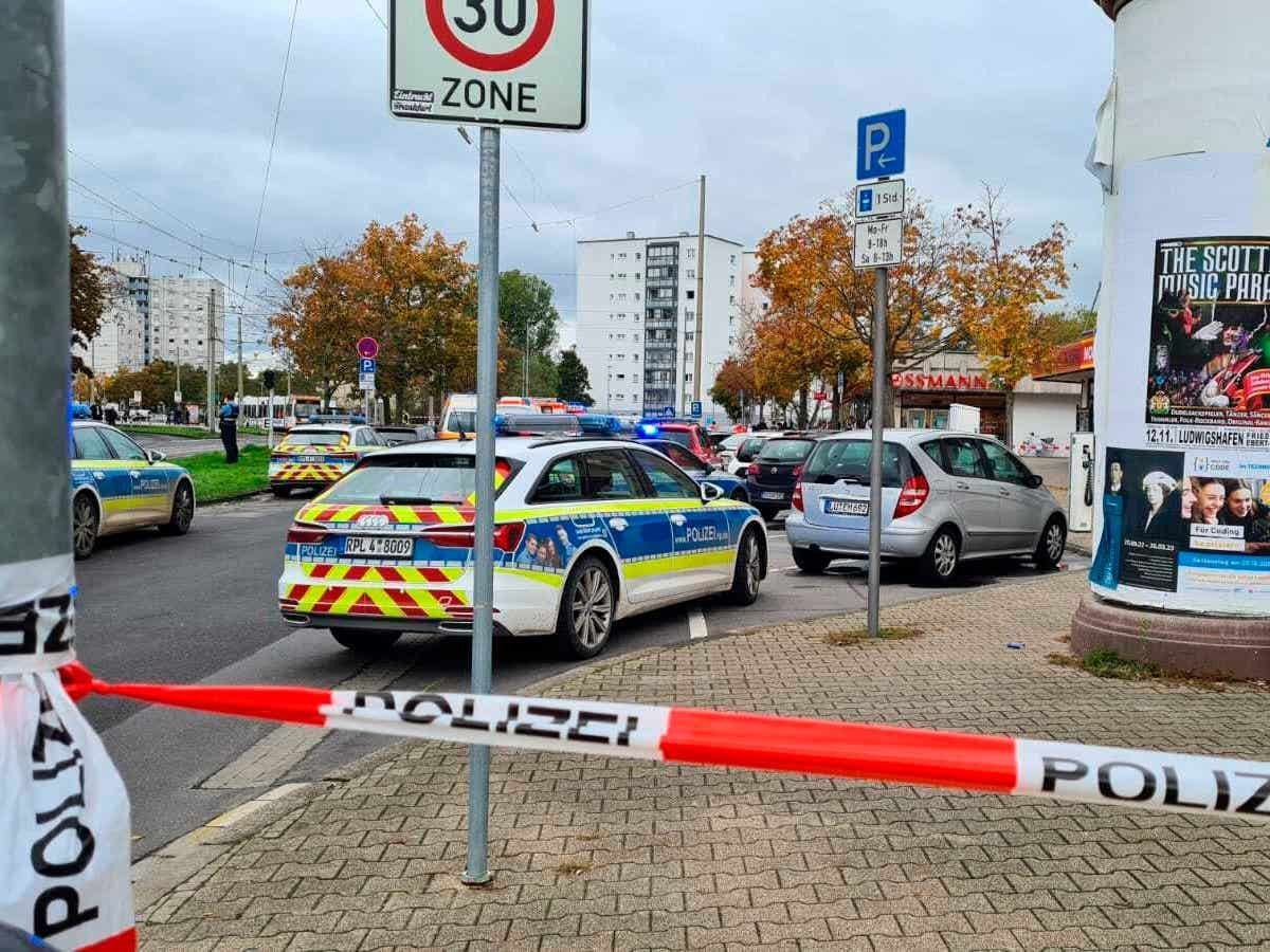 Police at the scene of the stabbing