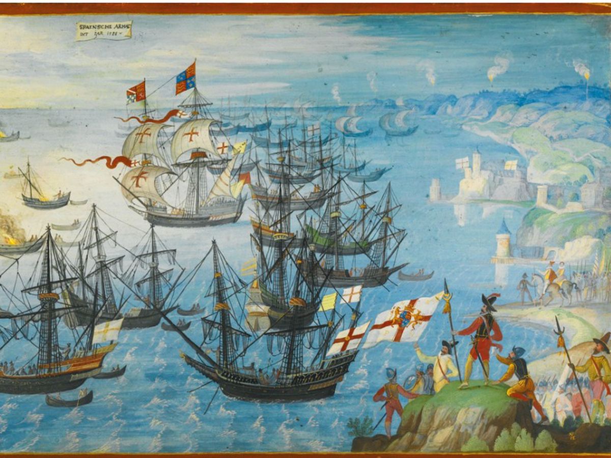 Painting of Elizabeth I watching defeat of Spanish Armada at risk