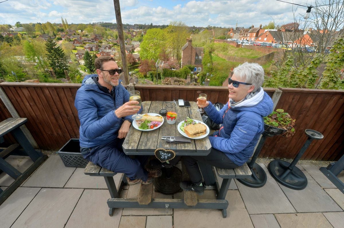  The Old Castle, Bridgnorth. Keith and Susana Edmonds enjoy the food and the view..