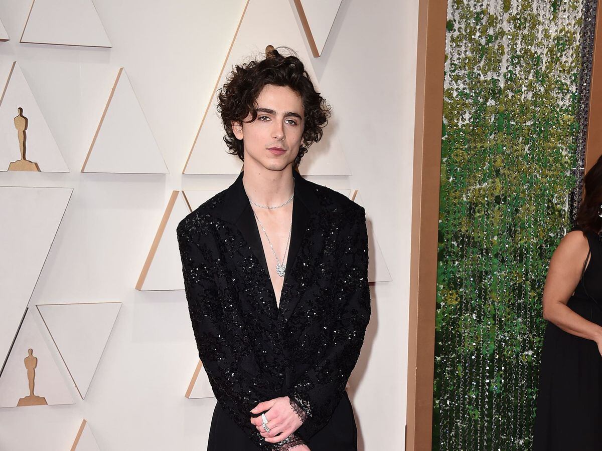 Timothée Chalamet Is Shirtless Under a Sparkly Blazer at the 2022 Oscars