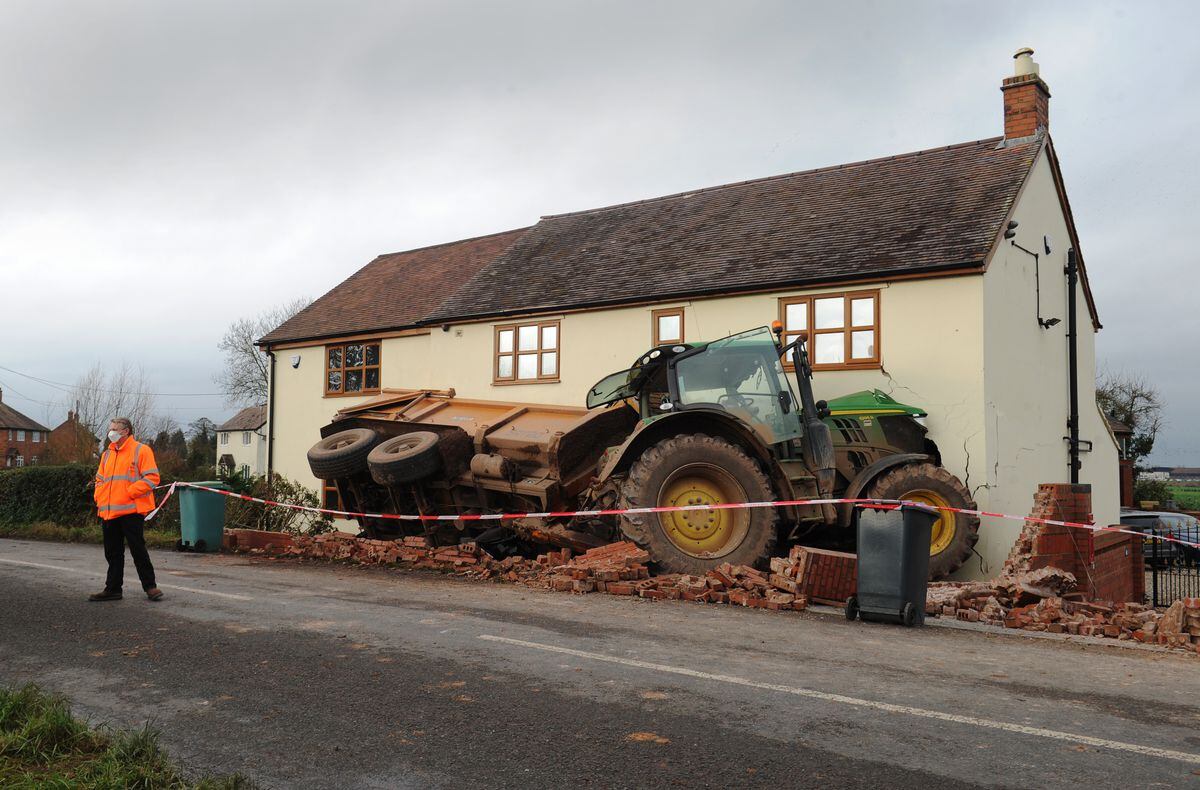 Tractor Towing Trailer Crashes Into House Near Telford Shropshire Star 0821