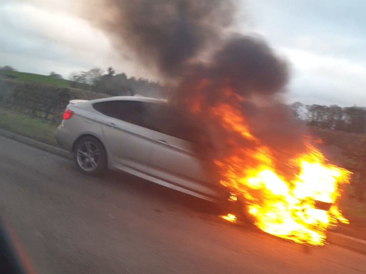 A5 north of Shrewsbury reopens after rush hour dramatic car fire leads ...